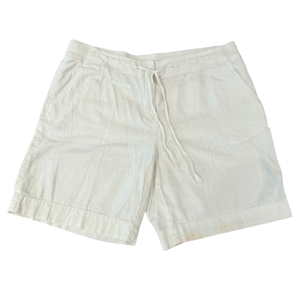 J Jill White Linen Blend Shorts Casual Style Size 10 - Picture 2 of 9
